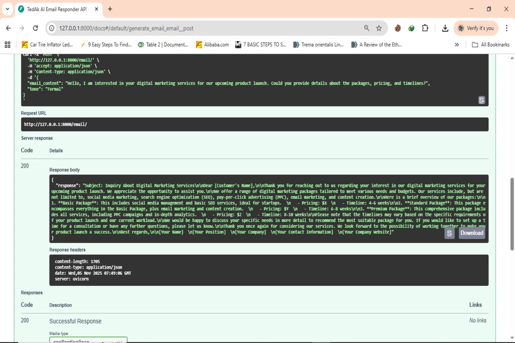 Email response automation dashboard