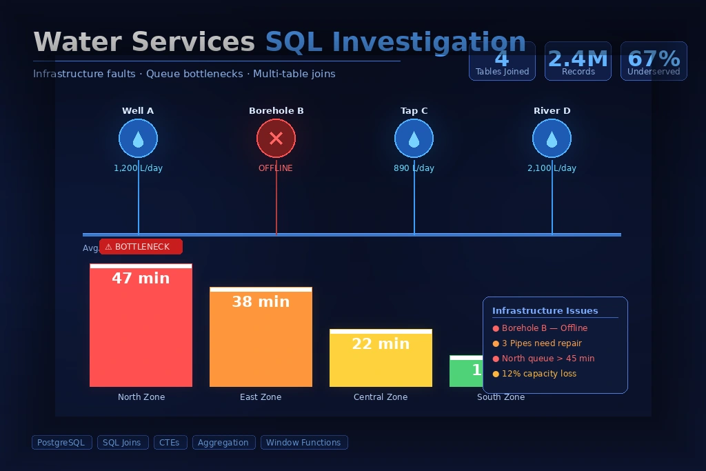 SQL database analysis project for water services infrastructure insights